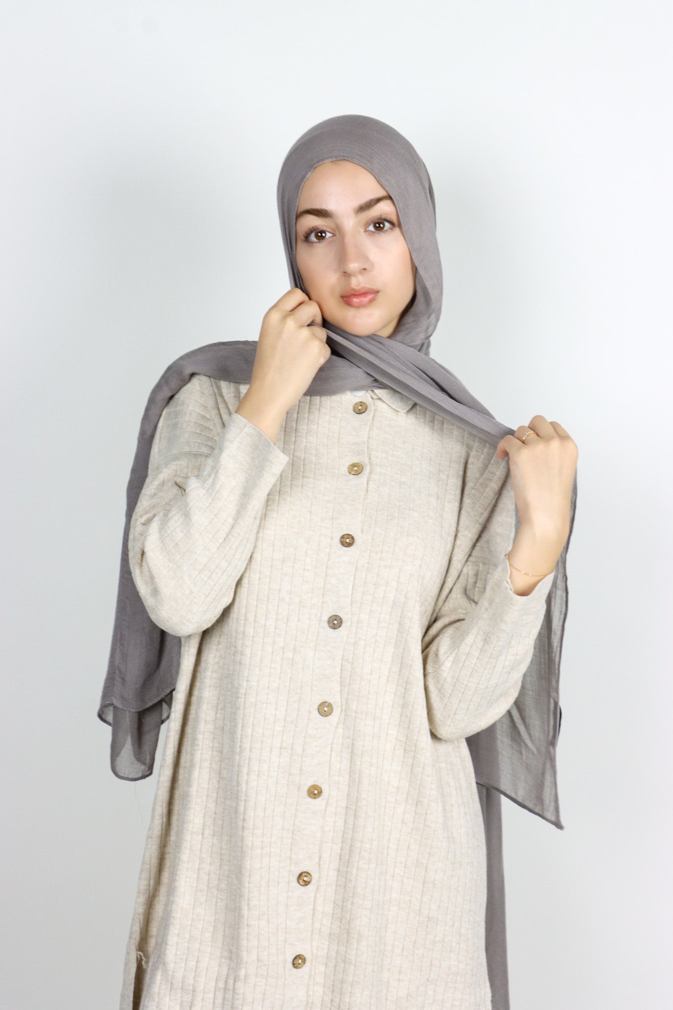 Button Knit Set - Cream