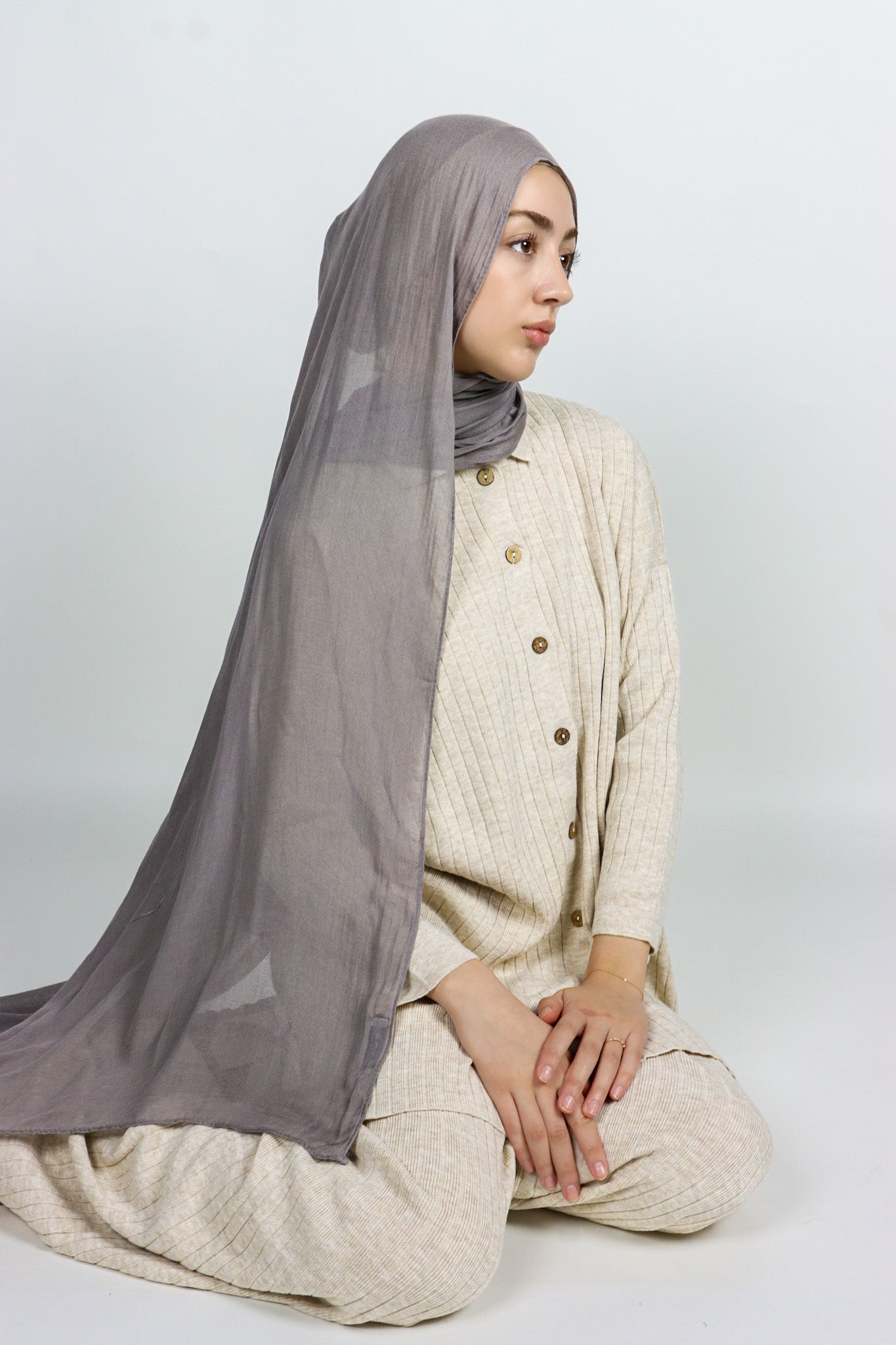 Button Knit Set - Cream