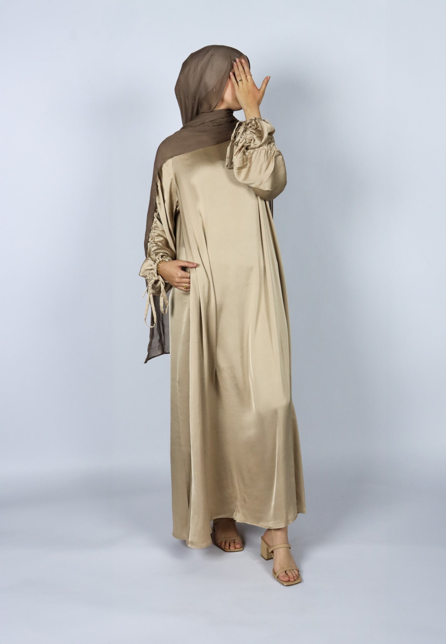 Ruched Sleeve Abaya - Sugar