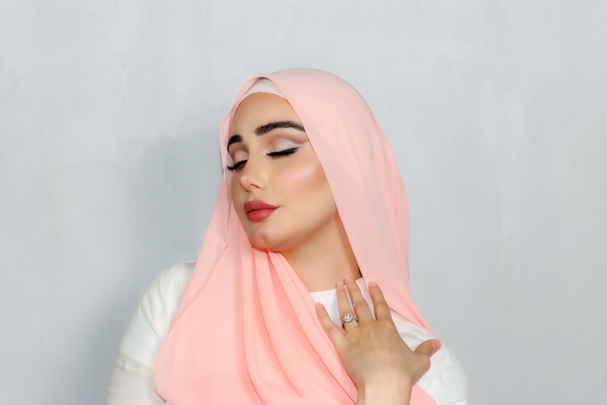 Premium Chiffon Pearl Rose Hijab