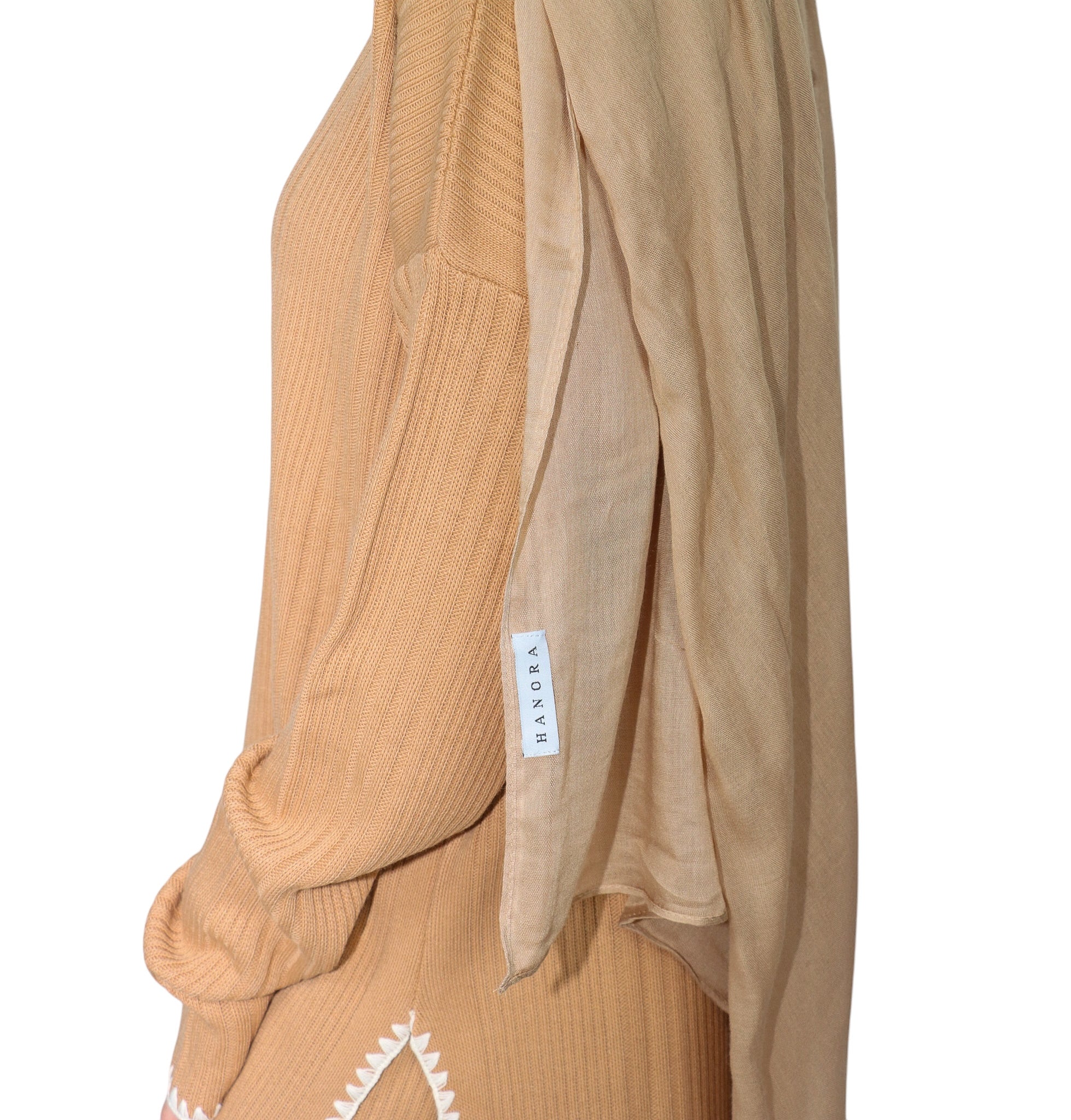 Border Slit Knit Set - Camel