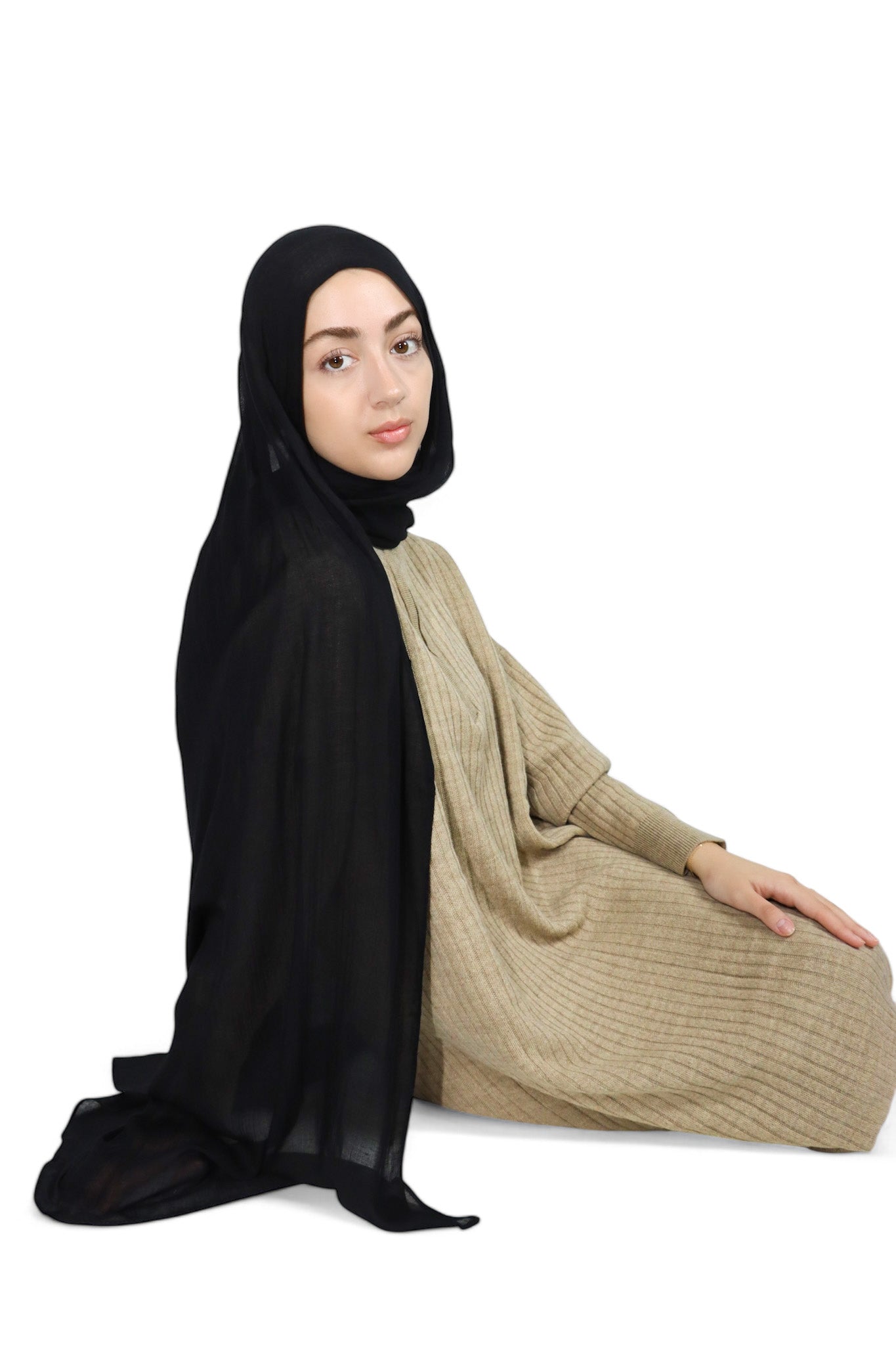 Sweater Zip Dress - Beige