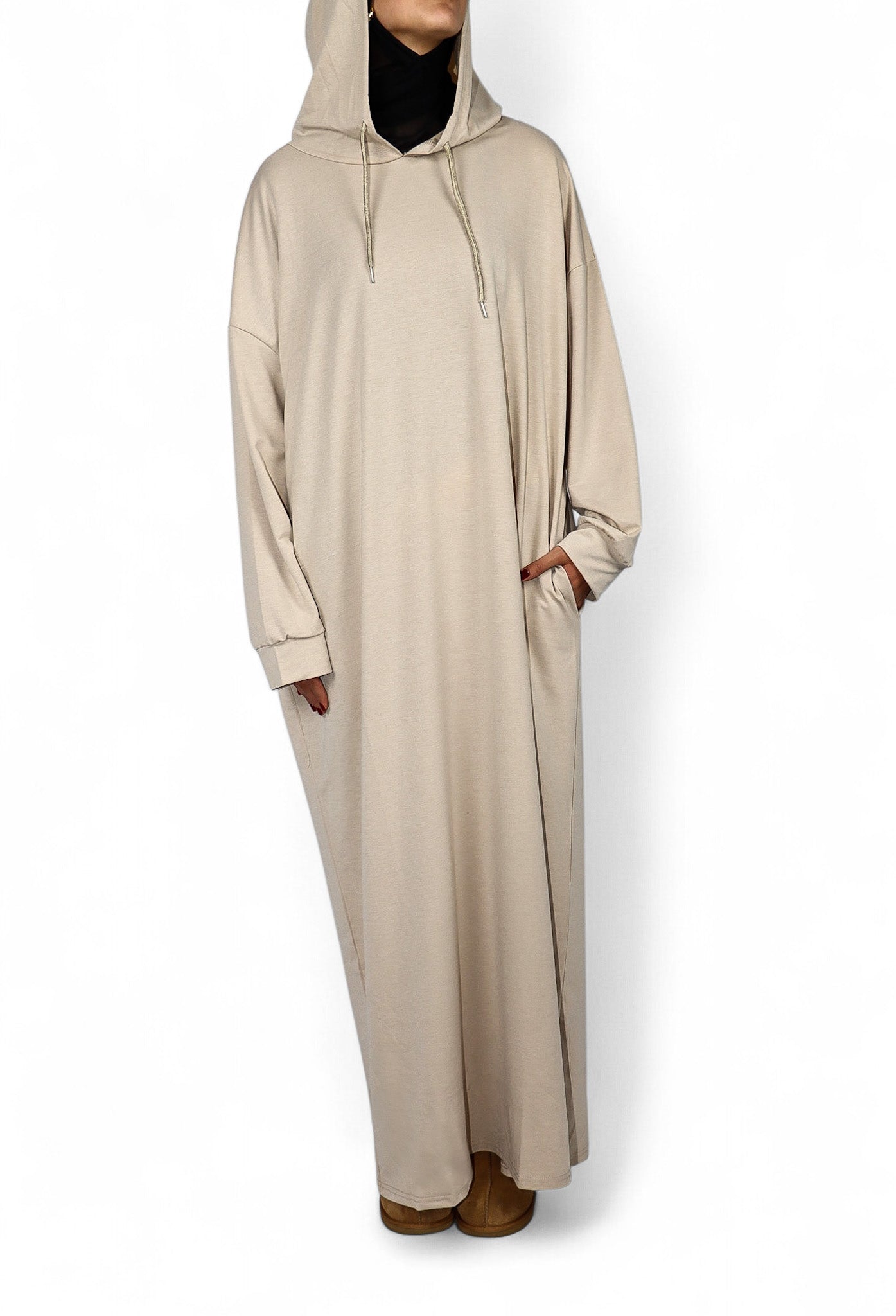 Hooded Sweatshirt Dress - Taro