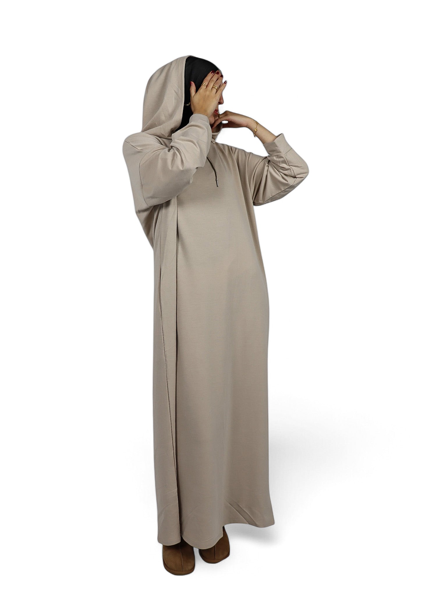 Hooded Sweatshirt Dress - Taro