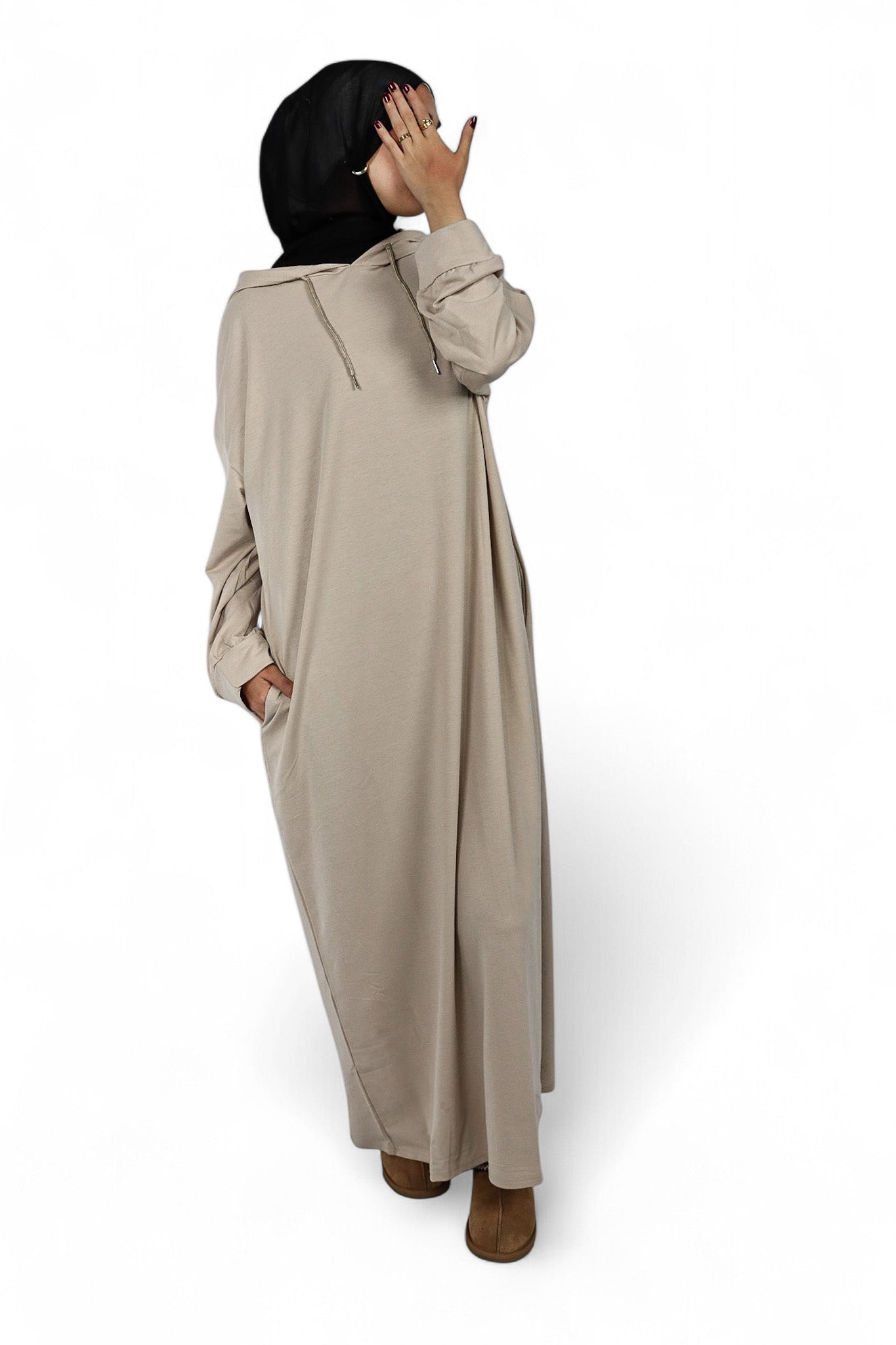 Hooded Sweatshirt Dress - Taro