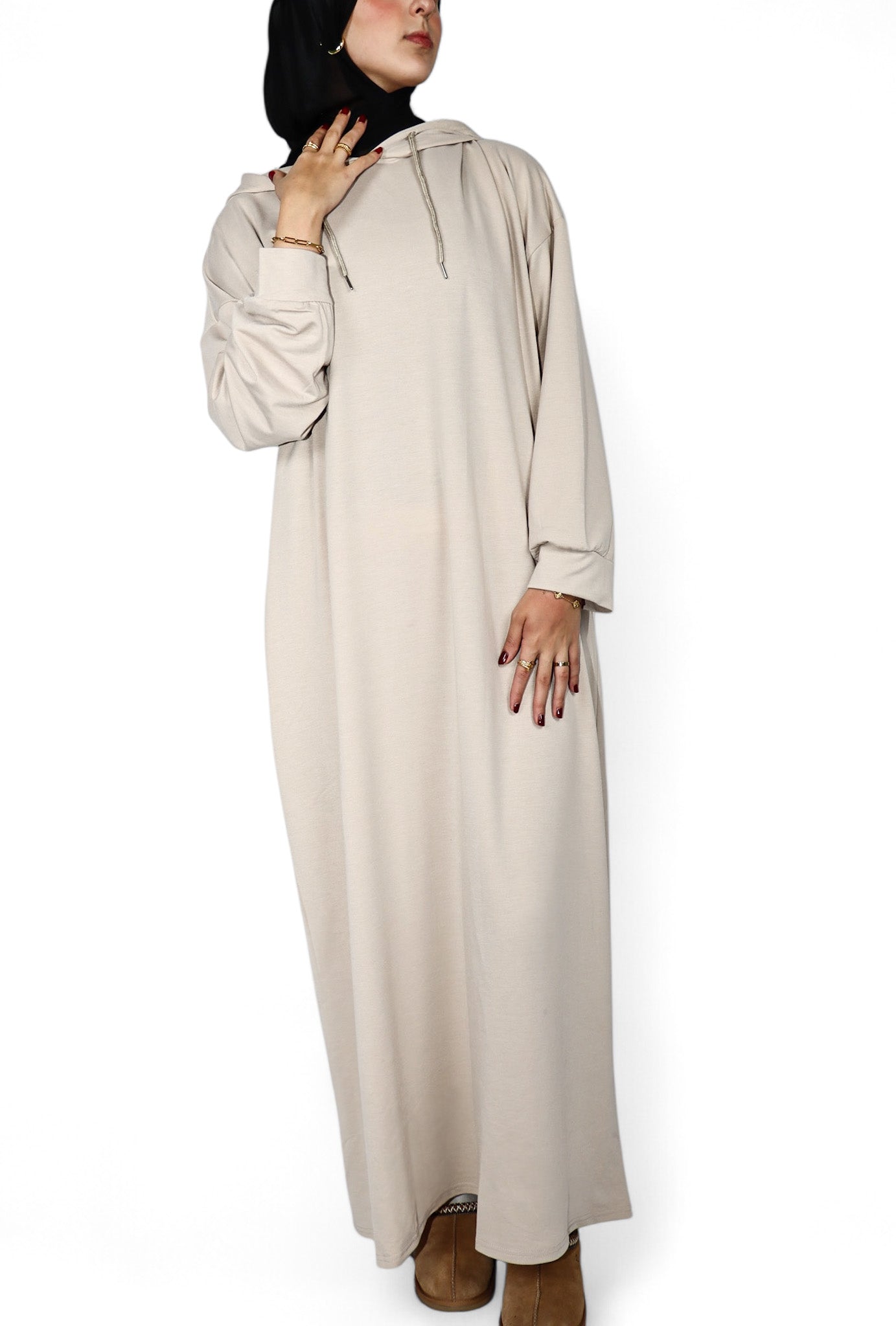 Hooded Sweatshirt Dress - Taro