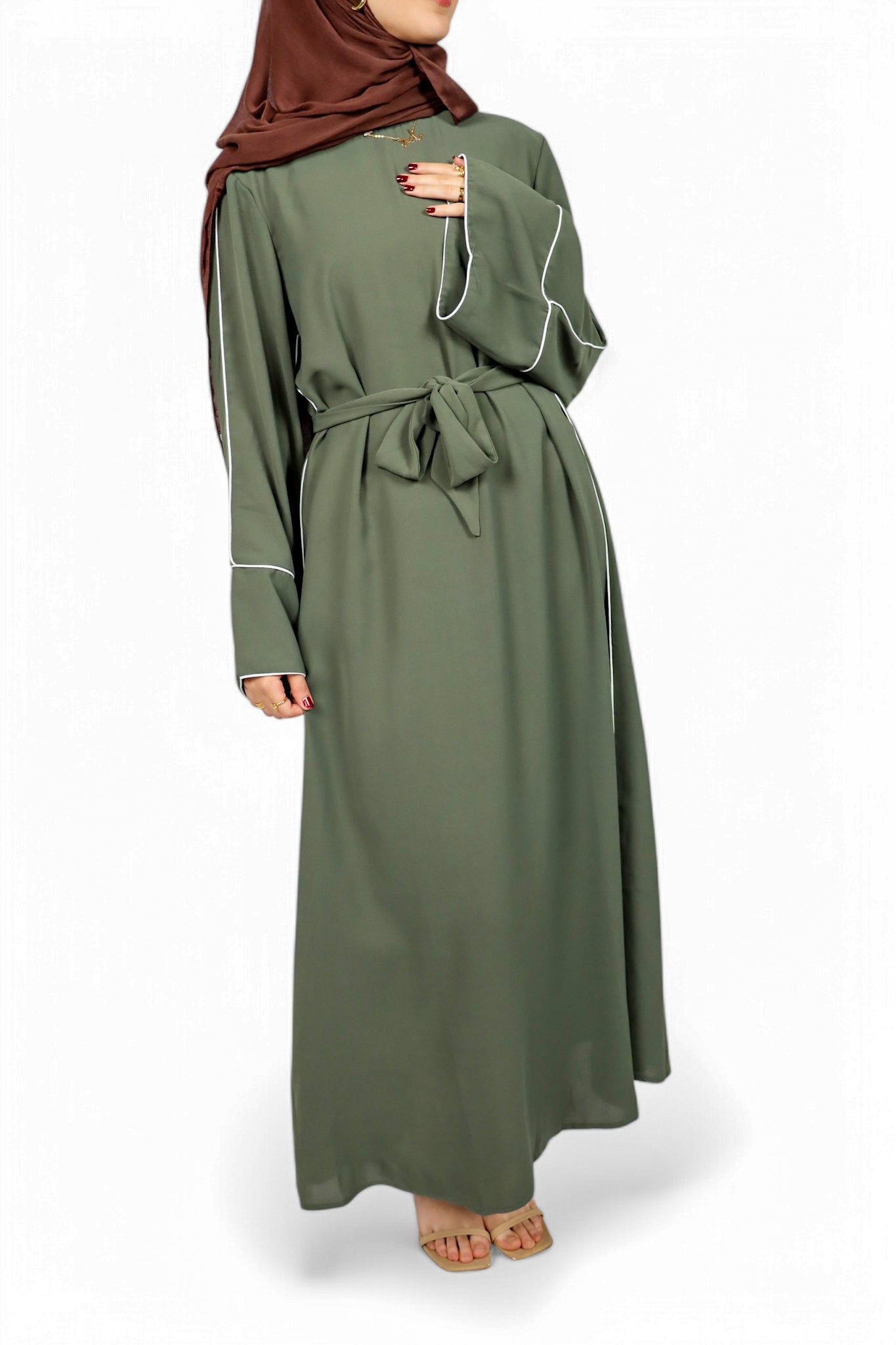 Outline Abaya - Olive