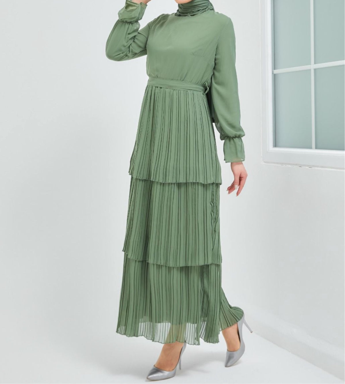 Chiffon Tiered Dress - Jungle