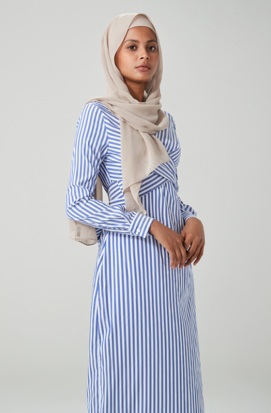 Striped Wrap Dress - Hijab House